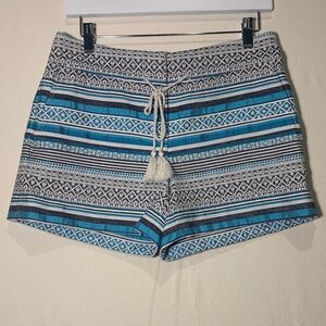 Ann Taylor Loft Riviera Short Sz 2 EUC Blue White Charcoal Side and Back Pockets